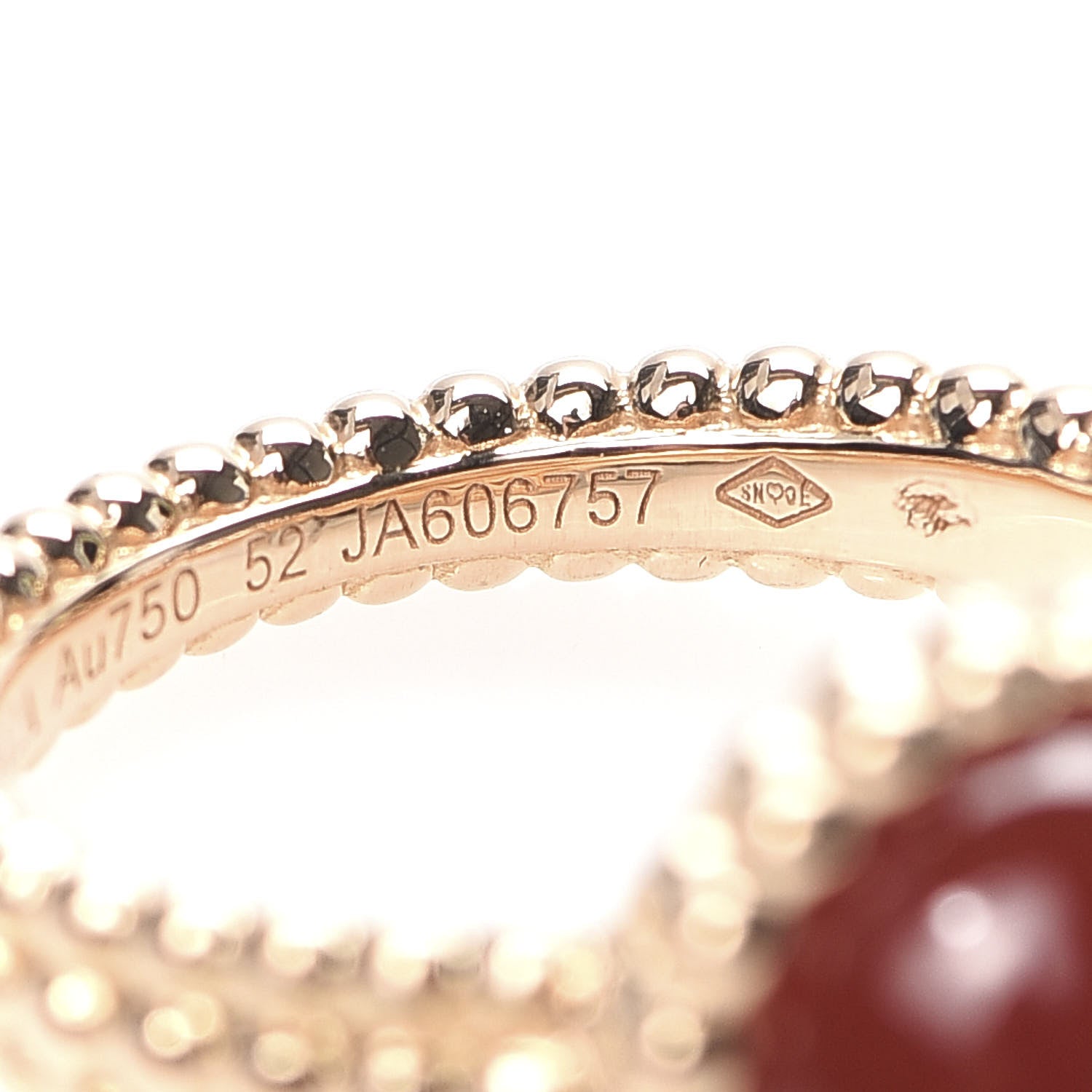 Van Cleef & Arpels 18K Rose Gold Carnelian Perlee Couleurs Ring 52 6 6 of 8