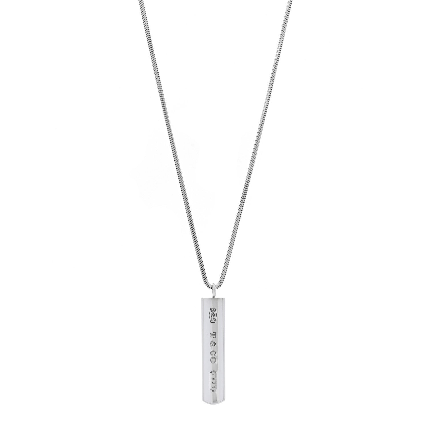 Tiffany Sterling Silver 1837 Bar Pendant Necklace 1 of 4
