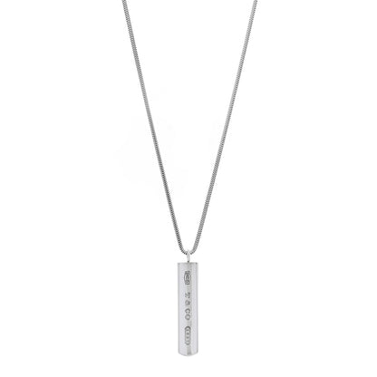 Tiffany Sterling Silver 1837 Bar Pendant Necklace 1 of 4