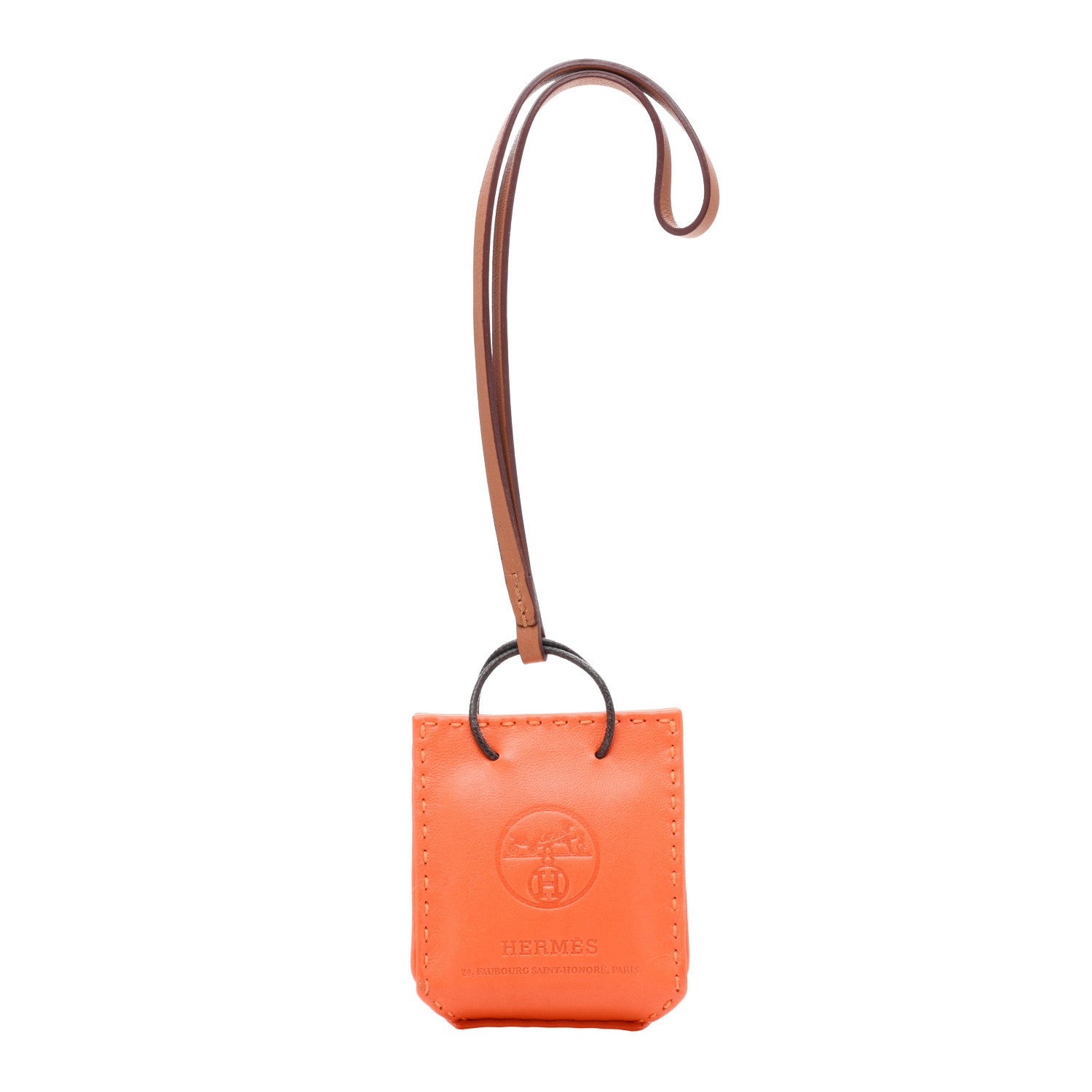 Hermes Milo Lambskin Swift Shopping Bag Charm Feu Gold 1 of 3