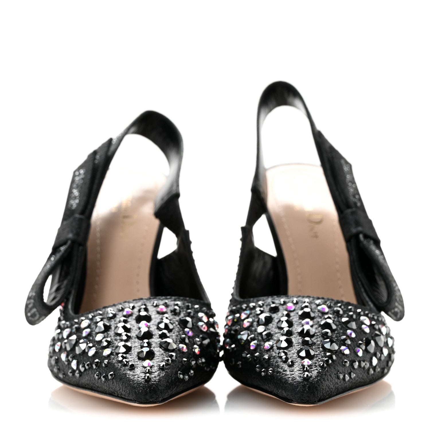 Christian Dior Fabric Strass J'Adior Slingback 100mm Pumps 38 Black 3 of 11