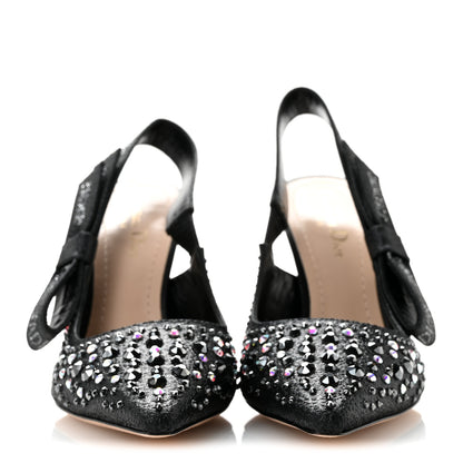 Christian Dior Fabric Strass J'Adior Slingback 100mm Pumps 38 Black 3 of 11