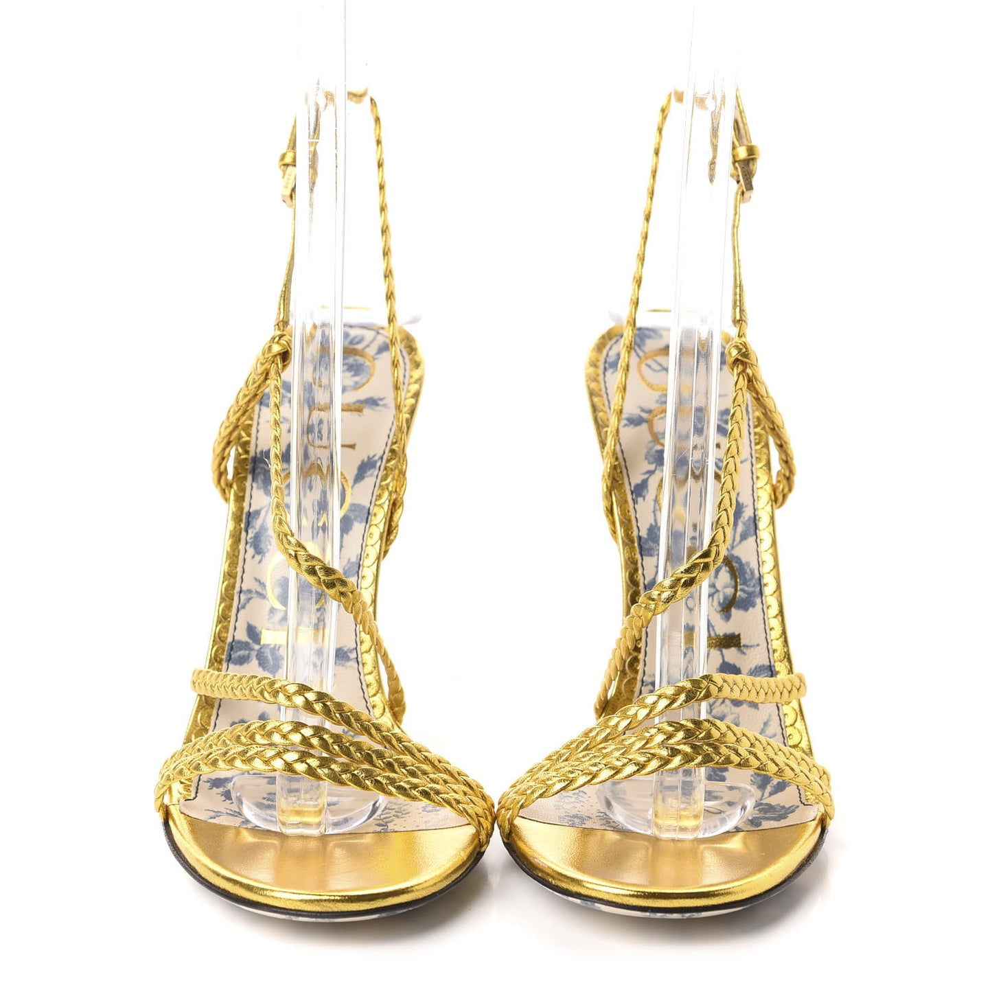 Metallic Nappa Braided Haines High Heel Sandals 36.5 Gold