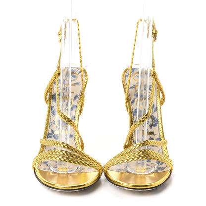 Gucci Metallic Nappa Braided Haines High Heel Sandals 36.5 Gold 2 of 10