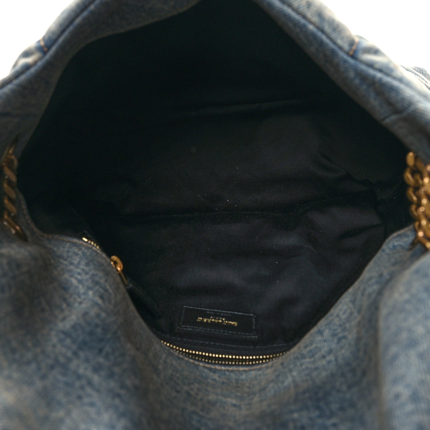 Saint Laurent Denim Quilted Medium Loulou Puffer Monogram Chain Satchel Blue Cinnamon 5 of 11