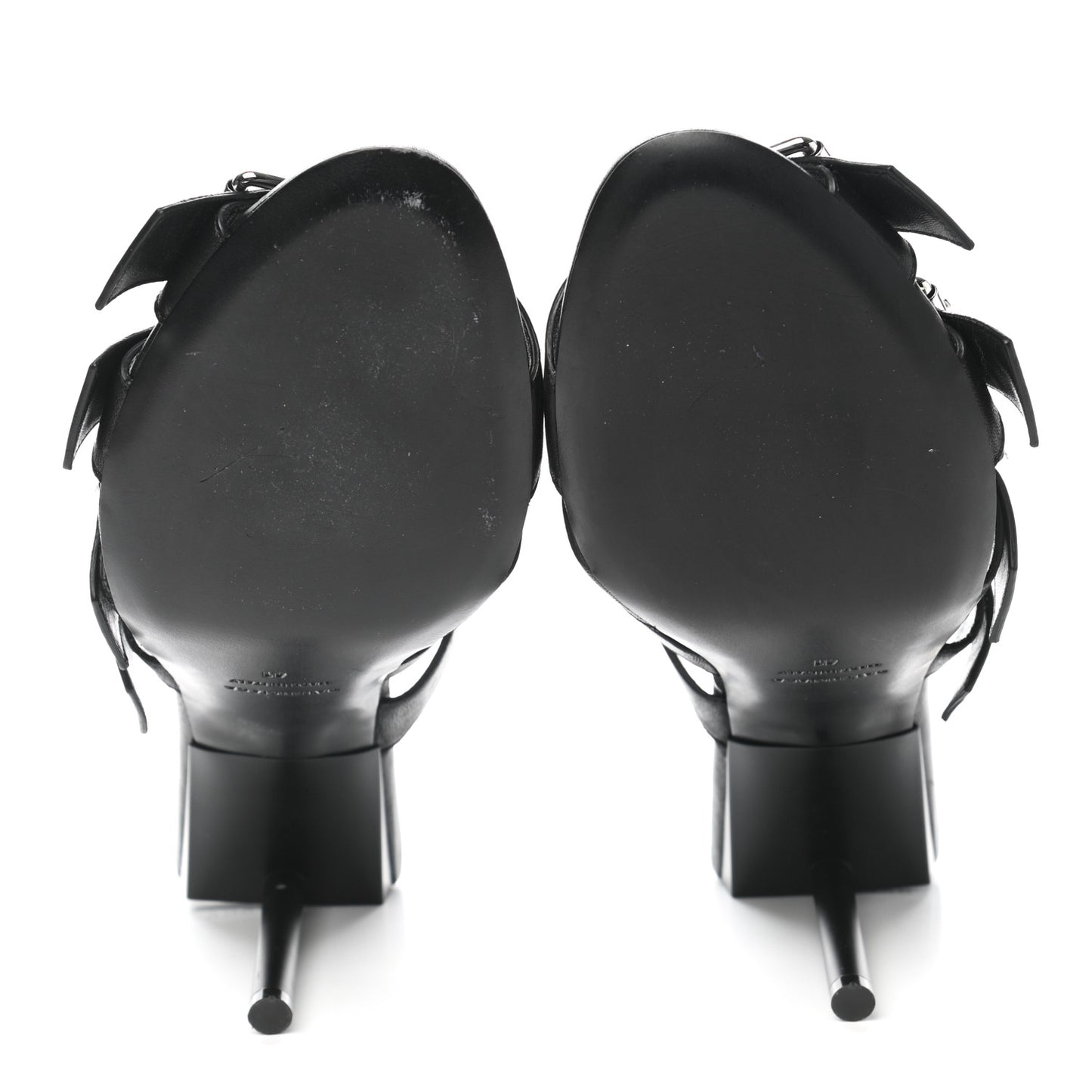 Shiny Sheepskin Bluckle K 80mm Sandals 41 Black