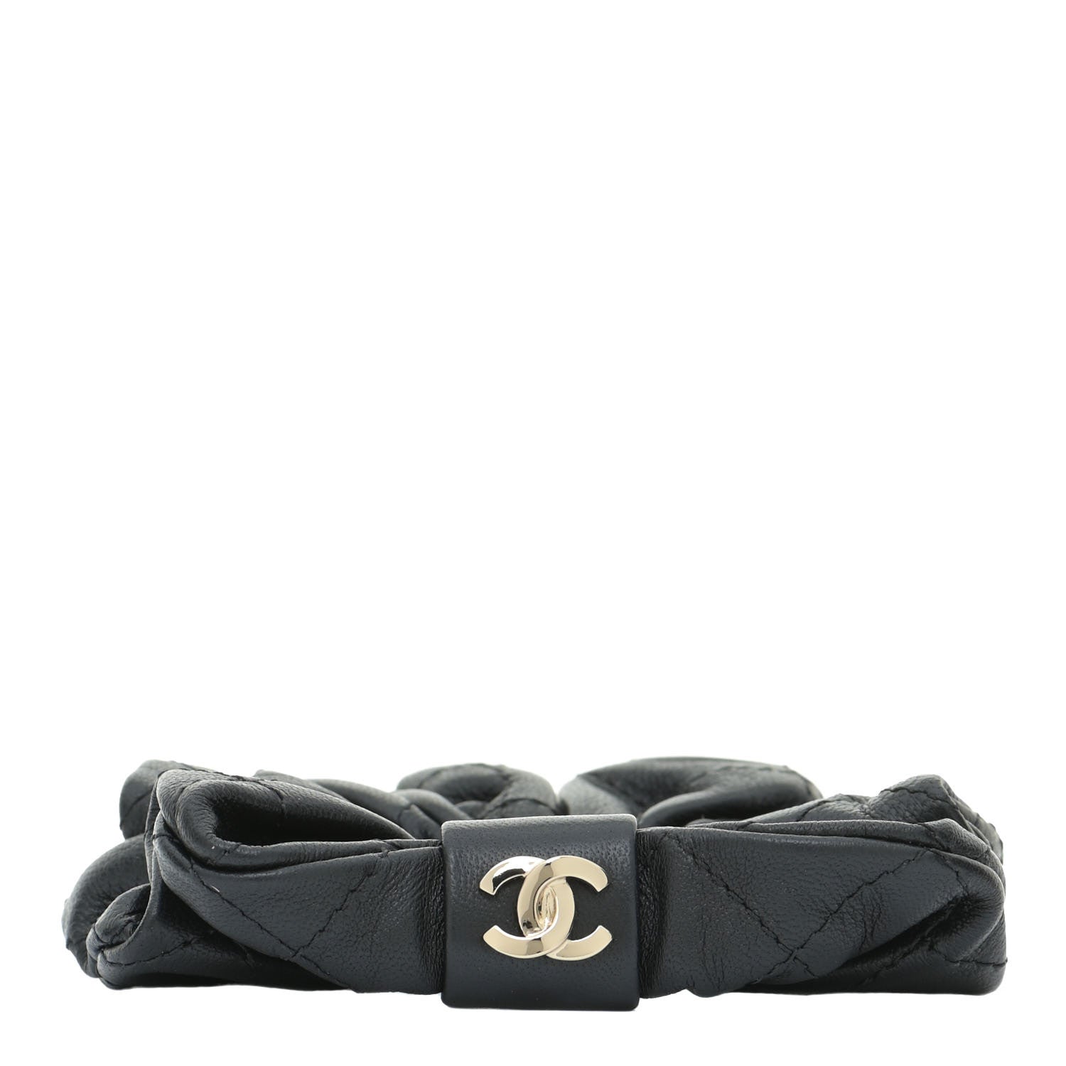 Chanel Lambskin Chain CC Hair Scrunchie Black Gold 2 of 6
