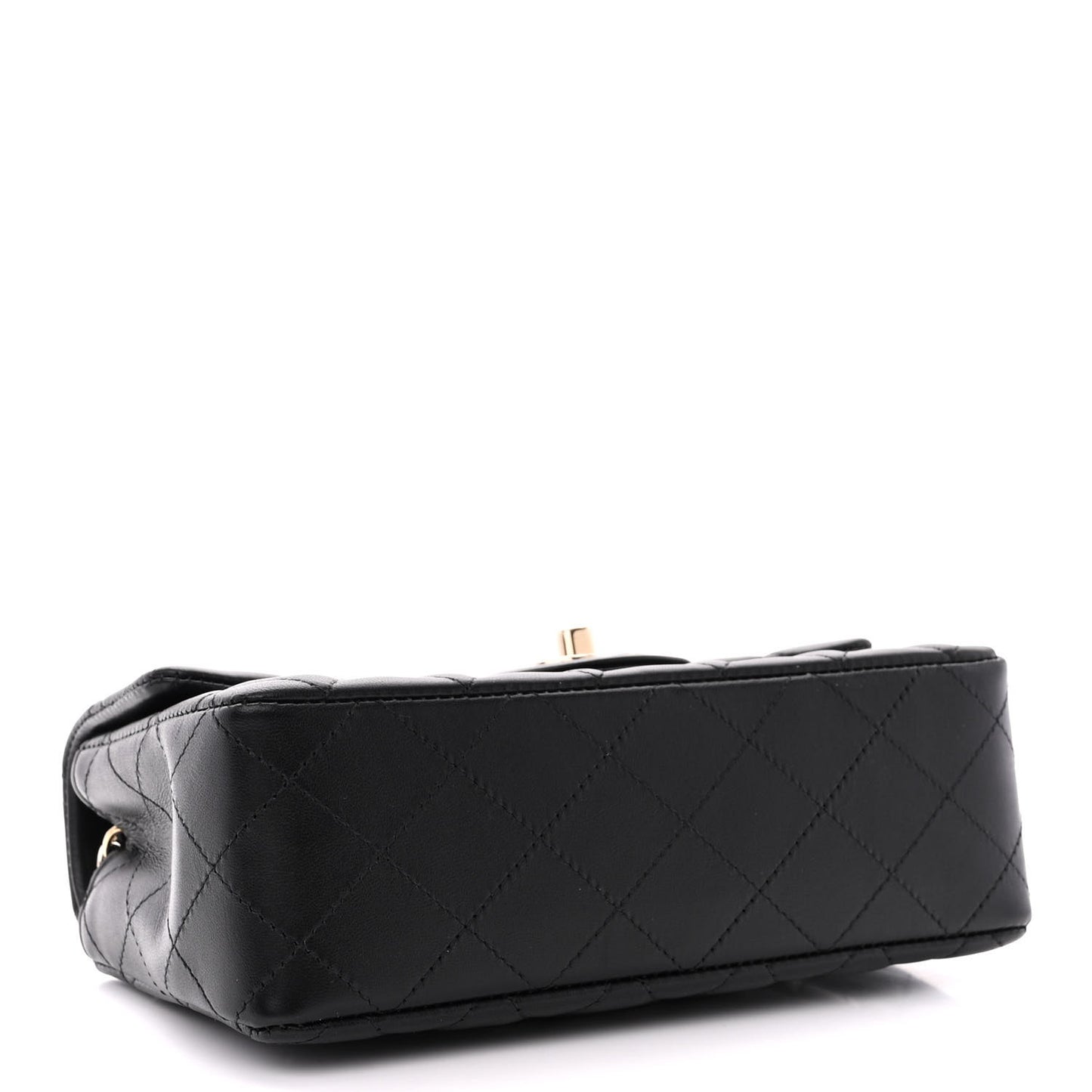 Lambskin Quilted Mini Rectangular Flap Black