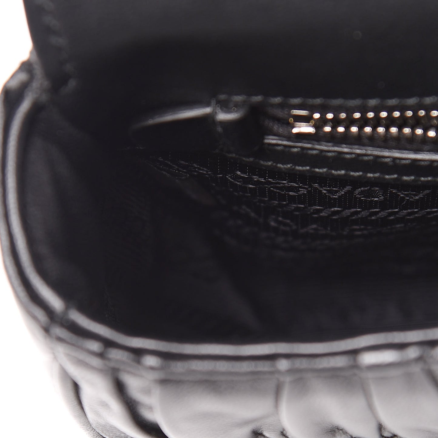 Nappa Gaufre Small Sound Chain Flap Shoulder Bag Black