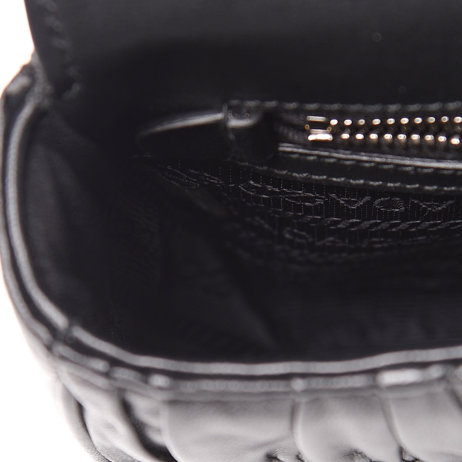 Prada Nappa Gaufre Small Sound Chain Flap Shoulder Bag Black 7 of 9