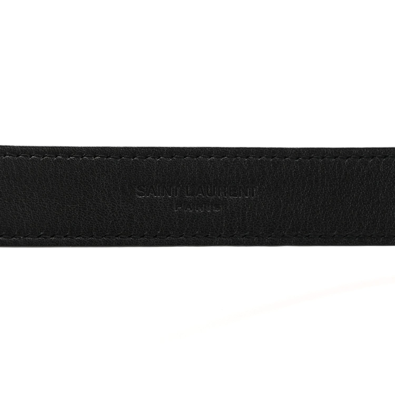 Saint Laurent Calfskin Crocodile Embossed Monogram Square Buckle Belt 80 32 Black 3 of 7