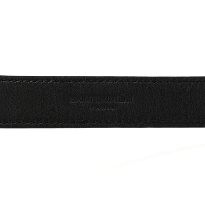 Saint Laurent Calfskin Crocodile Embossed Monogram Square Buckle Belt 80 32 Black 3 of 7