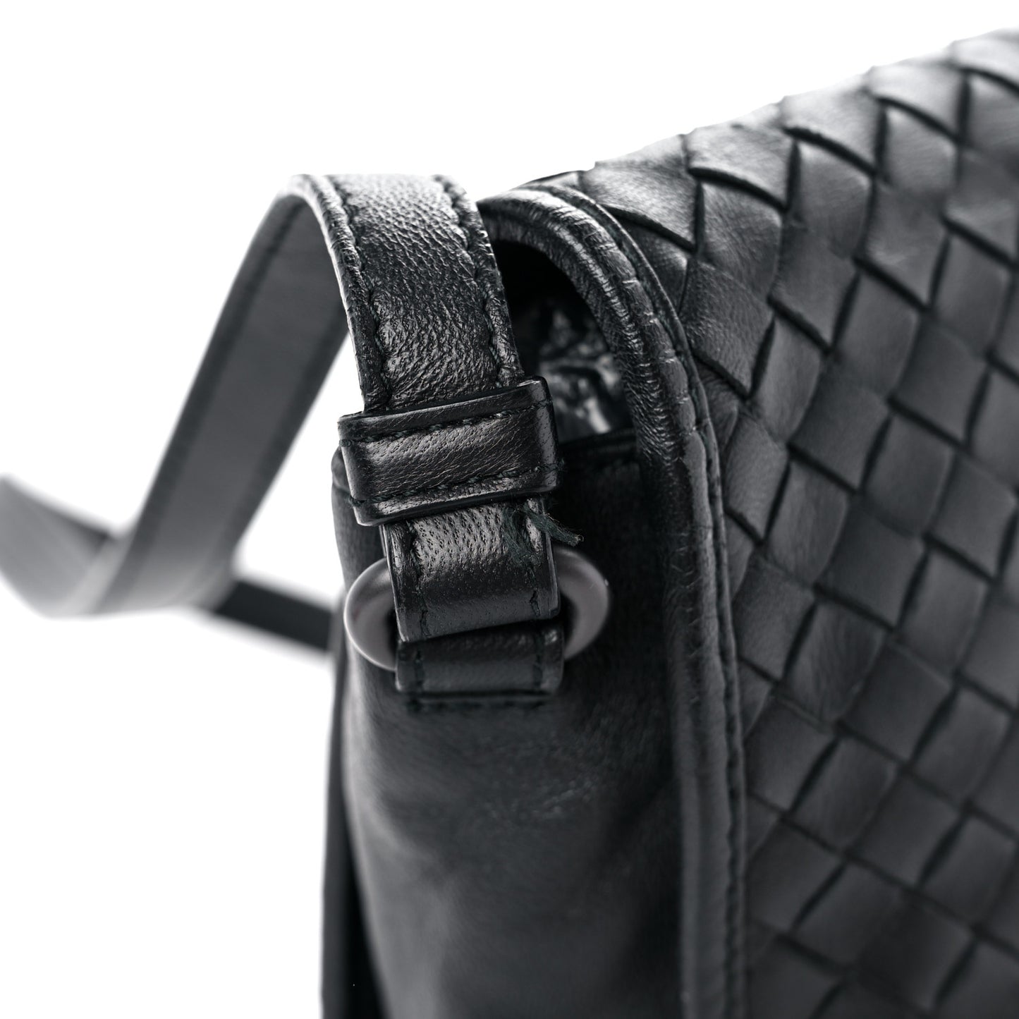 Nappa Intrecciato Flap Crossbody Black