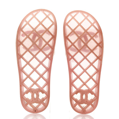 Chanel PVC Transparent CC Flat Slide Sandals 39 Pink 5 of 8