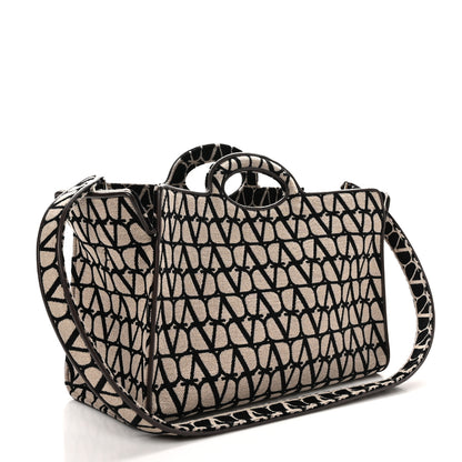 Valentino Garavani Toile Iconographe Goatskin Le Troisieme Shopping Bag Naturale Black Fondant 4 of 10