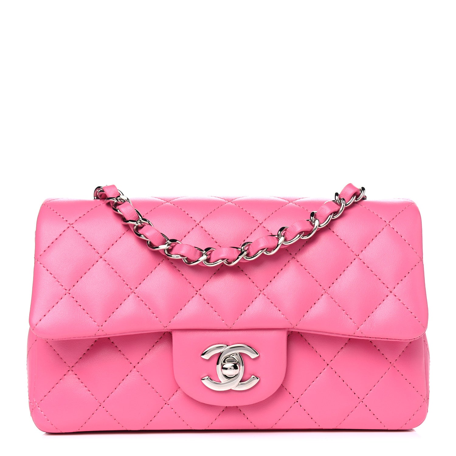 Chanel Lambskin Quilted Mini Rectangular Flap Pink 1 of 4