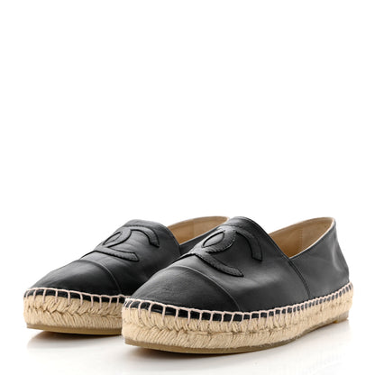 Chanel Lambskin CC Espadrilles 38 Black 3 of 8