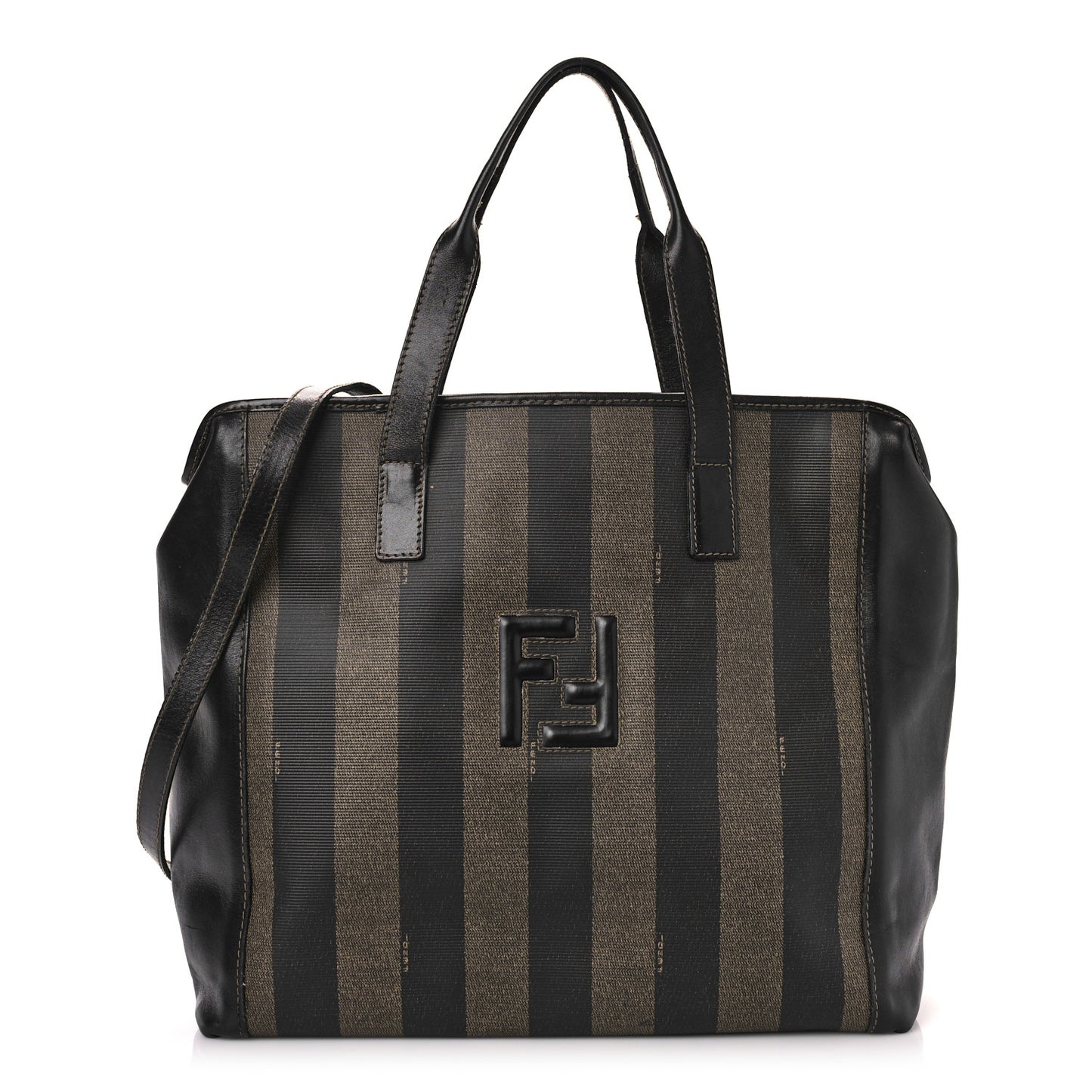 Calfskin Coated Canvas Pequin Tote Tobacco