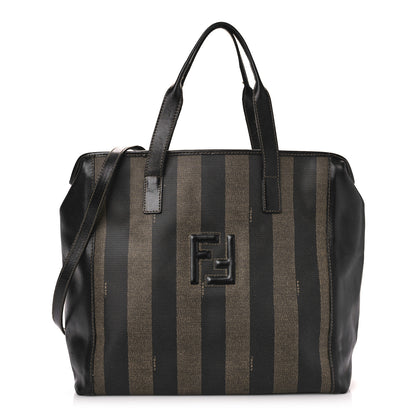 Fendi Calfskin Coated Canvas Pequin Tote Tobacco 1 of 10