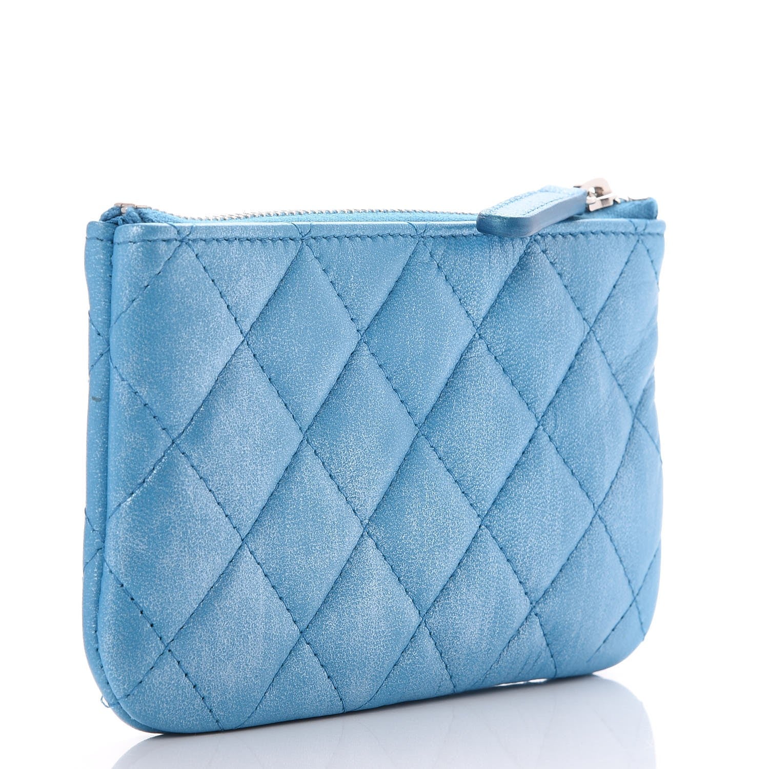 Chanel Metallic Lambskin Small Cosmetic Case Turquoise 3 of 8