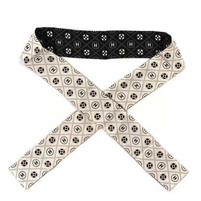 Chanel Silk CC Polka Dot Slim Bandeau Scarf Black Ecru 1 of 3