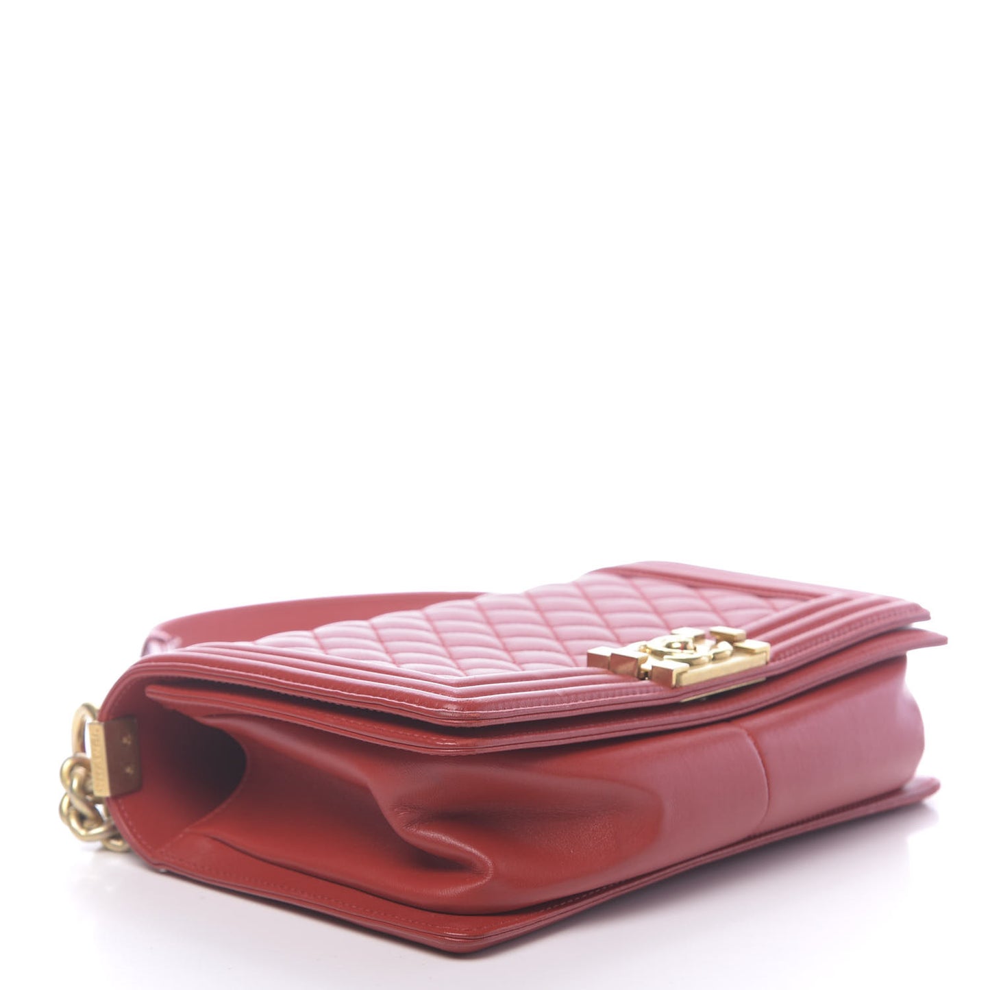 Lambskin Quilted Medium Boy Flap Red