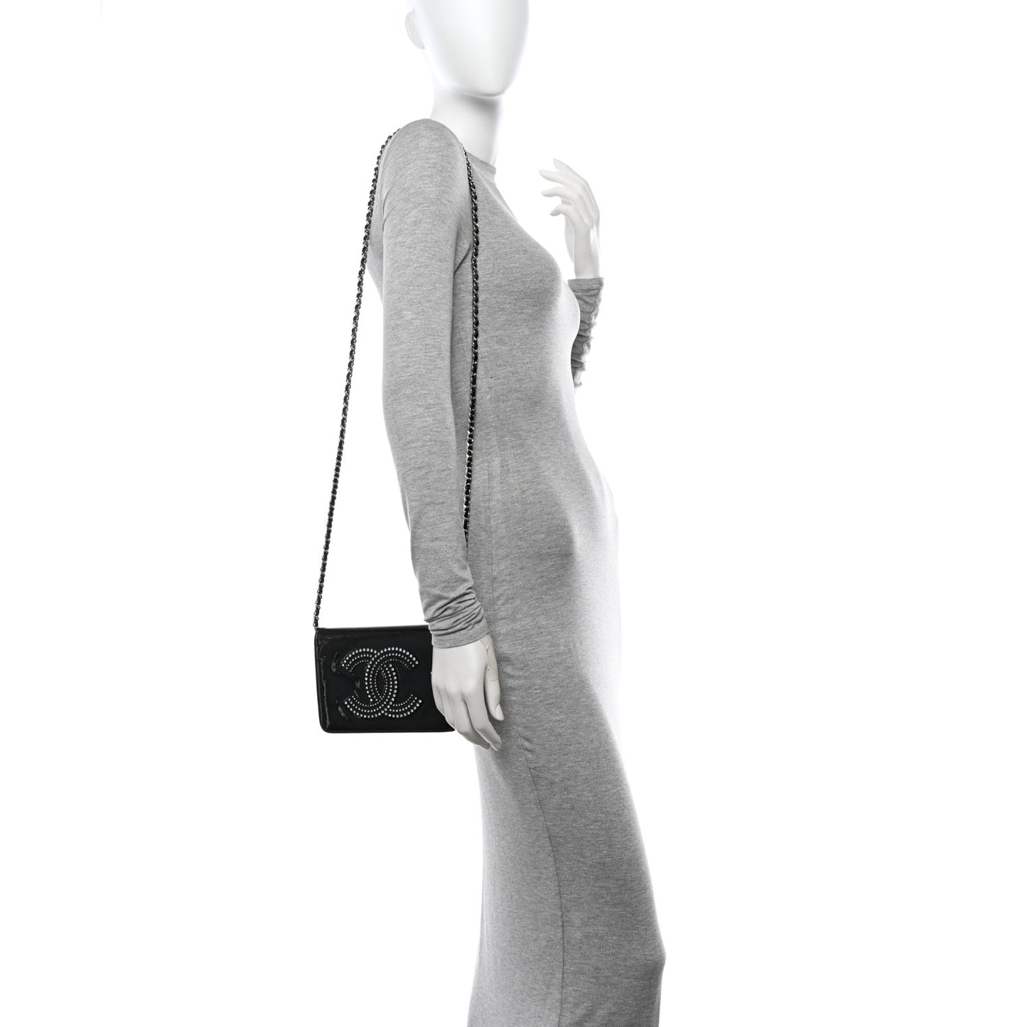 Patent Strass Wallet On Chain WOC Black