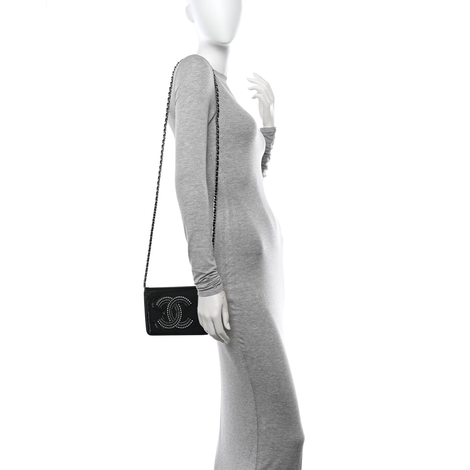 Chanel Patent Strass Wallet On Chain WOC Black 2 of 11