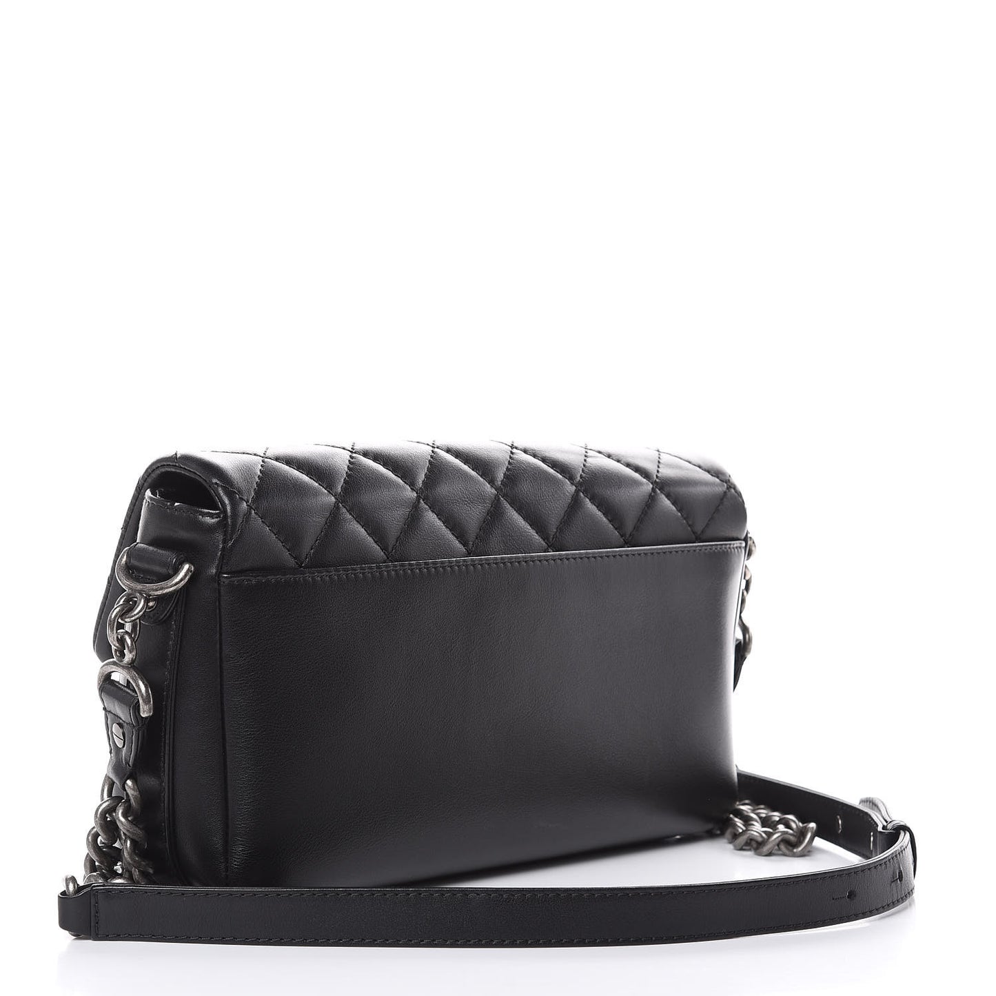 Calfskin Quilted Large Rock My Shoulder Flap Black