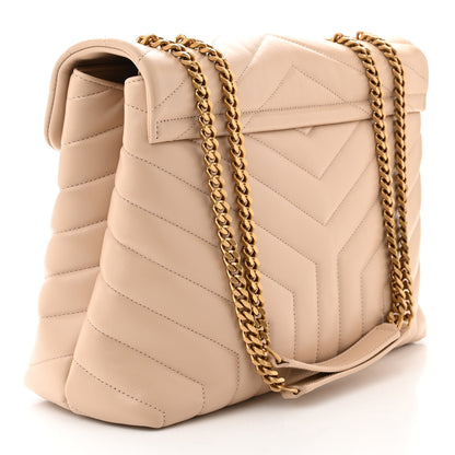 Saint Laurent Calfskin Y Quilted Monogram Medium Loulou Chain Satchel Dark Beige 3 of 10