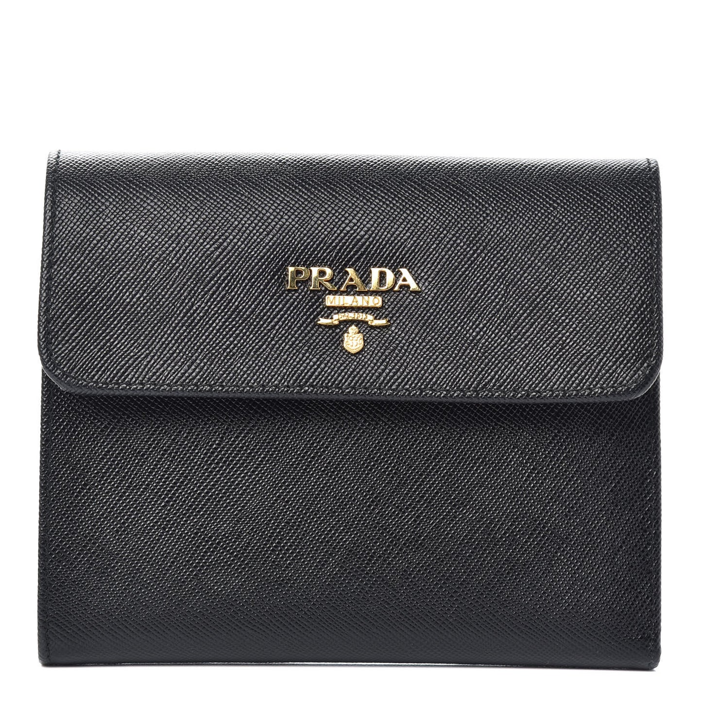 Saffiano Metal Flap Wallet Black