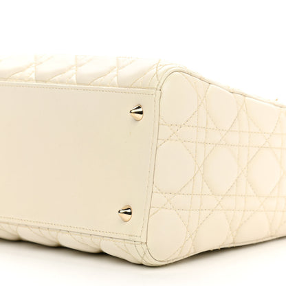 Christian Dior Lambskin Cannage Medium Lady Dior Ivory 10 of 11