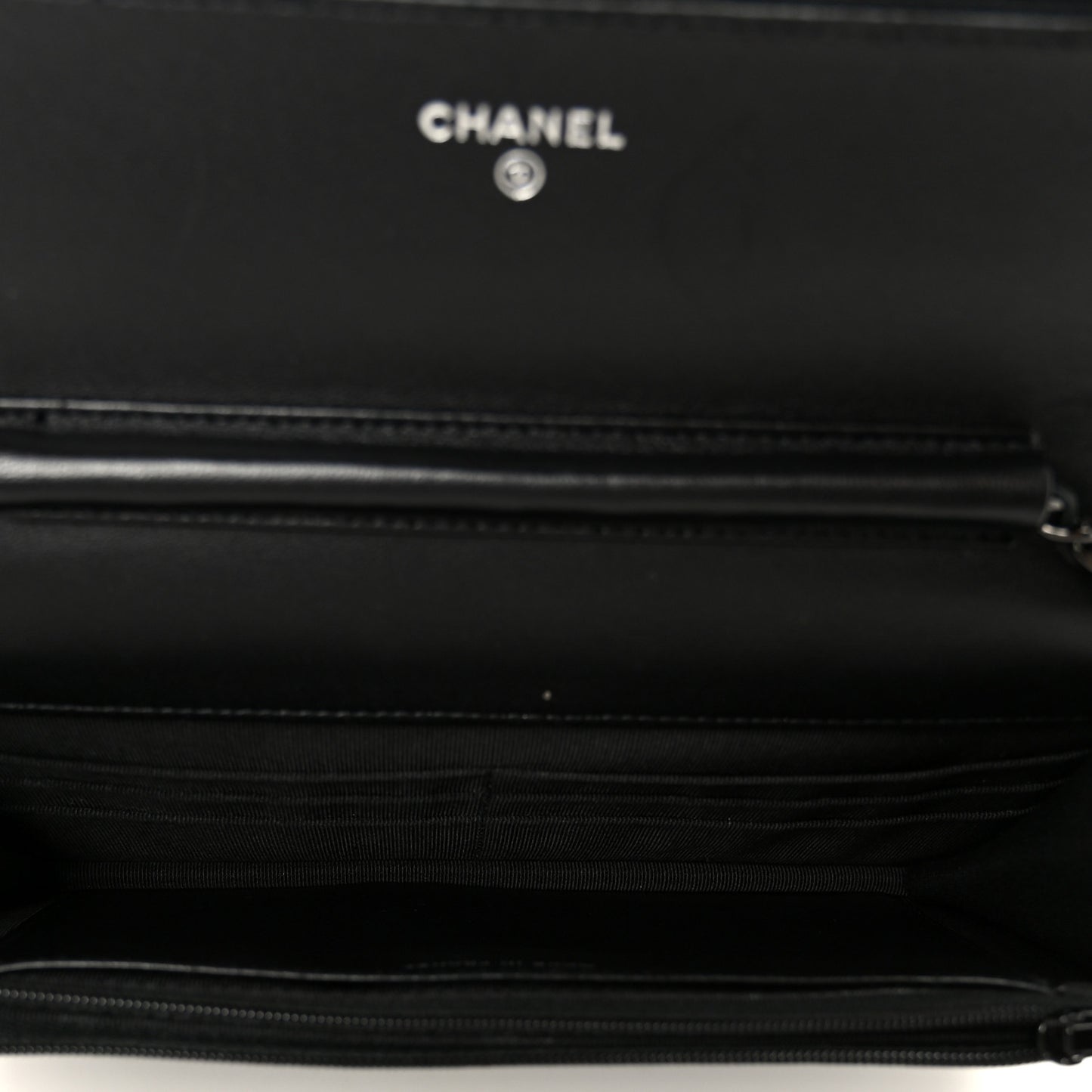 Pearly Lambskin Quilted Wallet On Chain WOC So Black