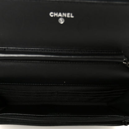 Chanel Pearly Lambskin Quilted Wallet On Chain WOC So Black 5 of 11