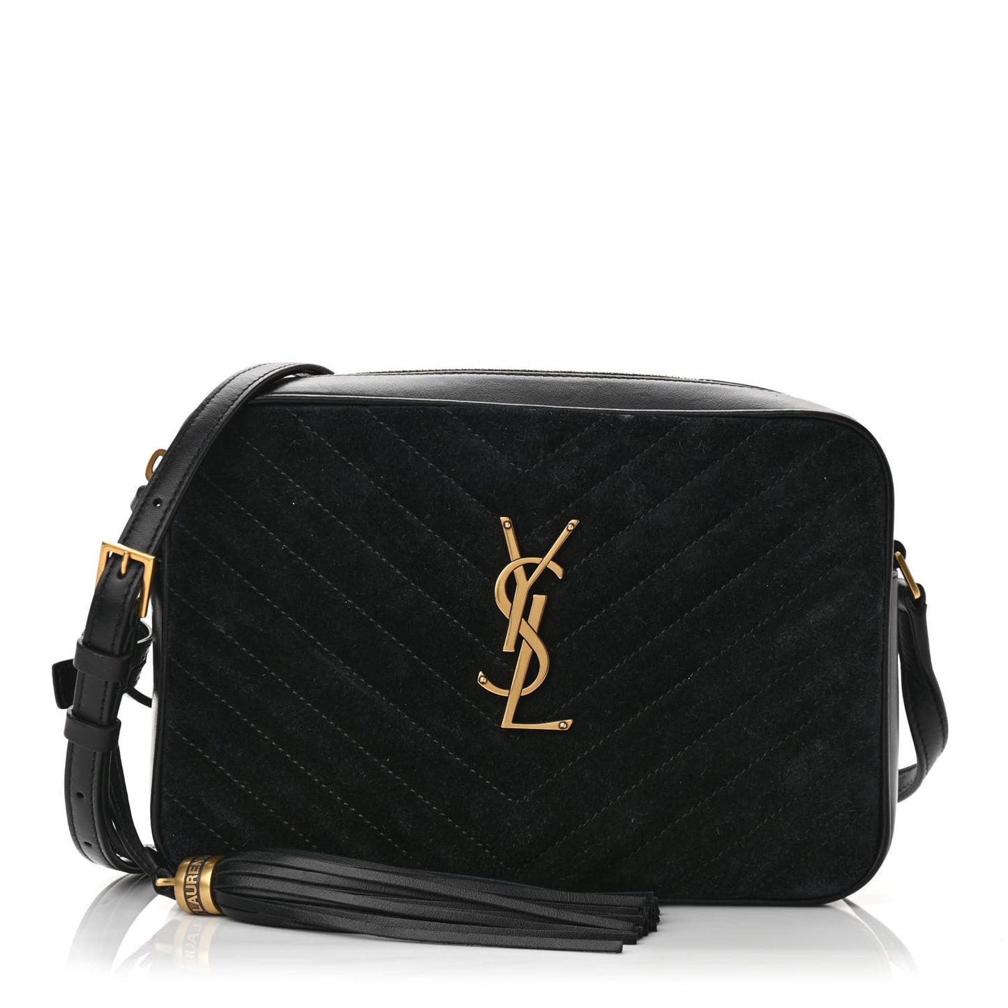 Suede Calfskin Monogram Lou Camera Bag Black