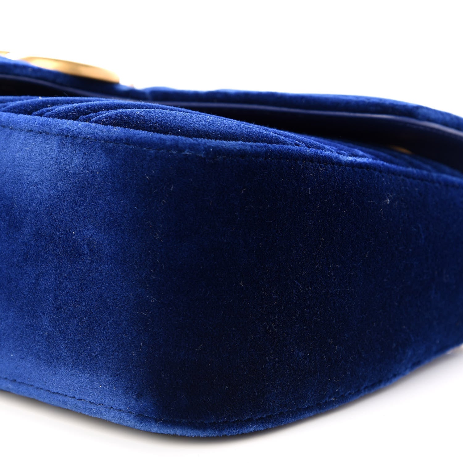 Gucci Velvet Matelasse Small GG Marmont Shoulder Bag Cobalt Blue 8 of 9