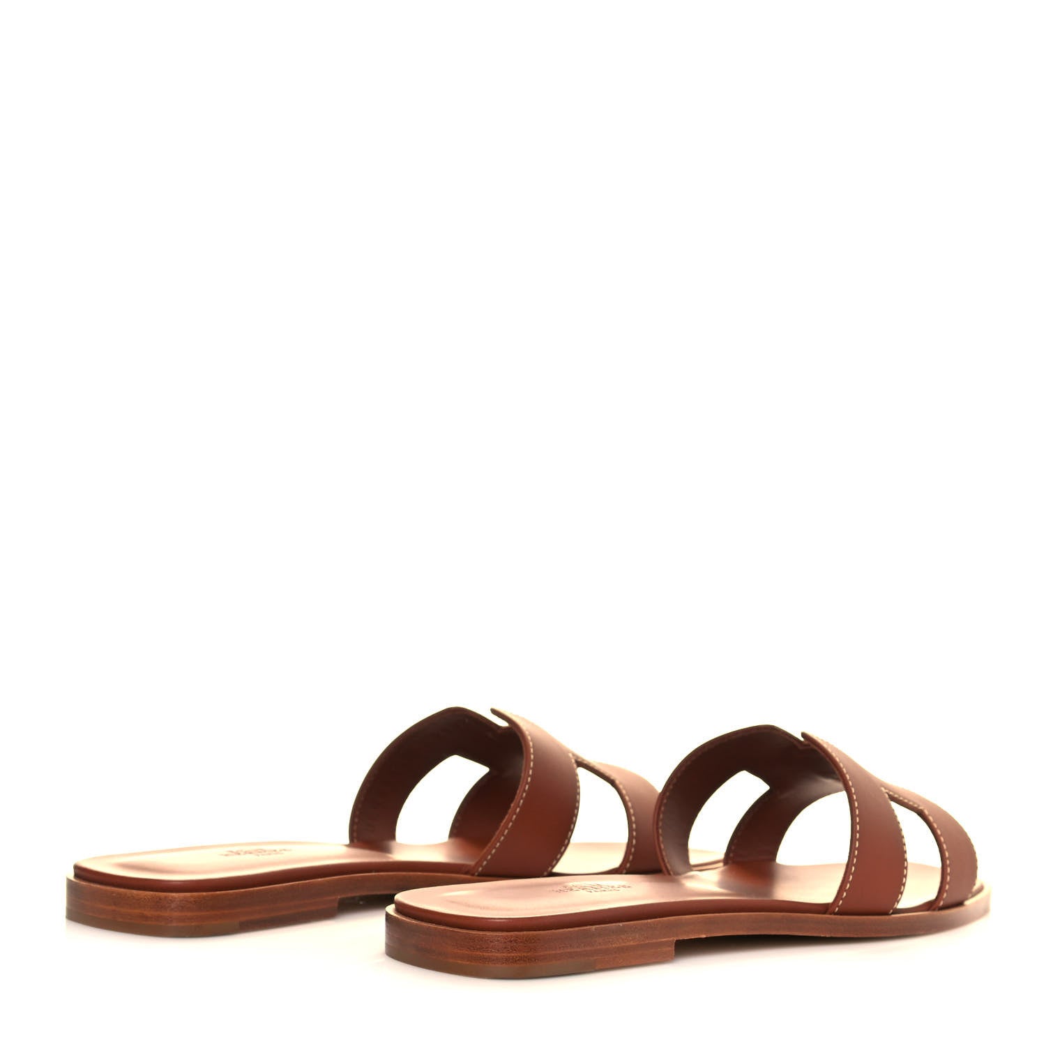 Hermes Box Calfskin Oran Sandals 38.5 Gold 4 of 8