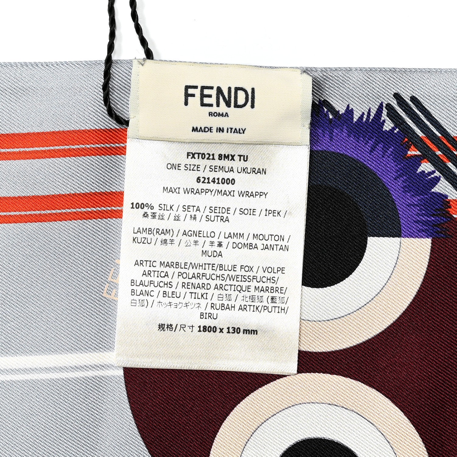 Fendi Silk Fox Fur Monster Wrappy Scarf Blue Multicolor 4 of 4