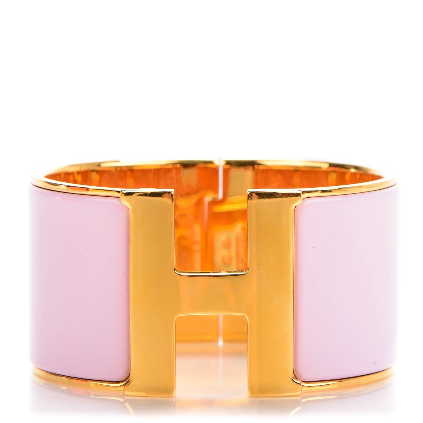 Enamel Extra Wide Clic Clac H Bracelet GM Rose Poudre