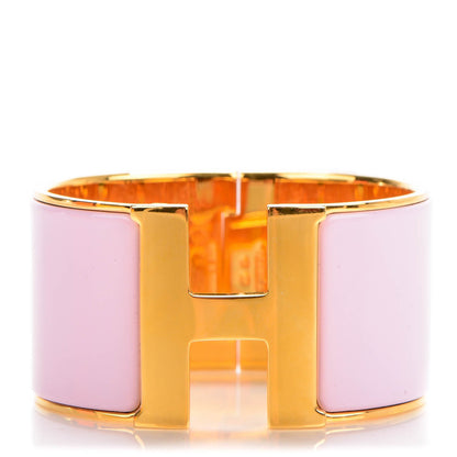 Hermes Enamel Extra Wide Clic Clac H Bracelet GM Rose Poudre 1 of 6