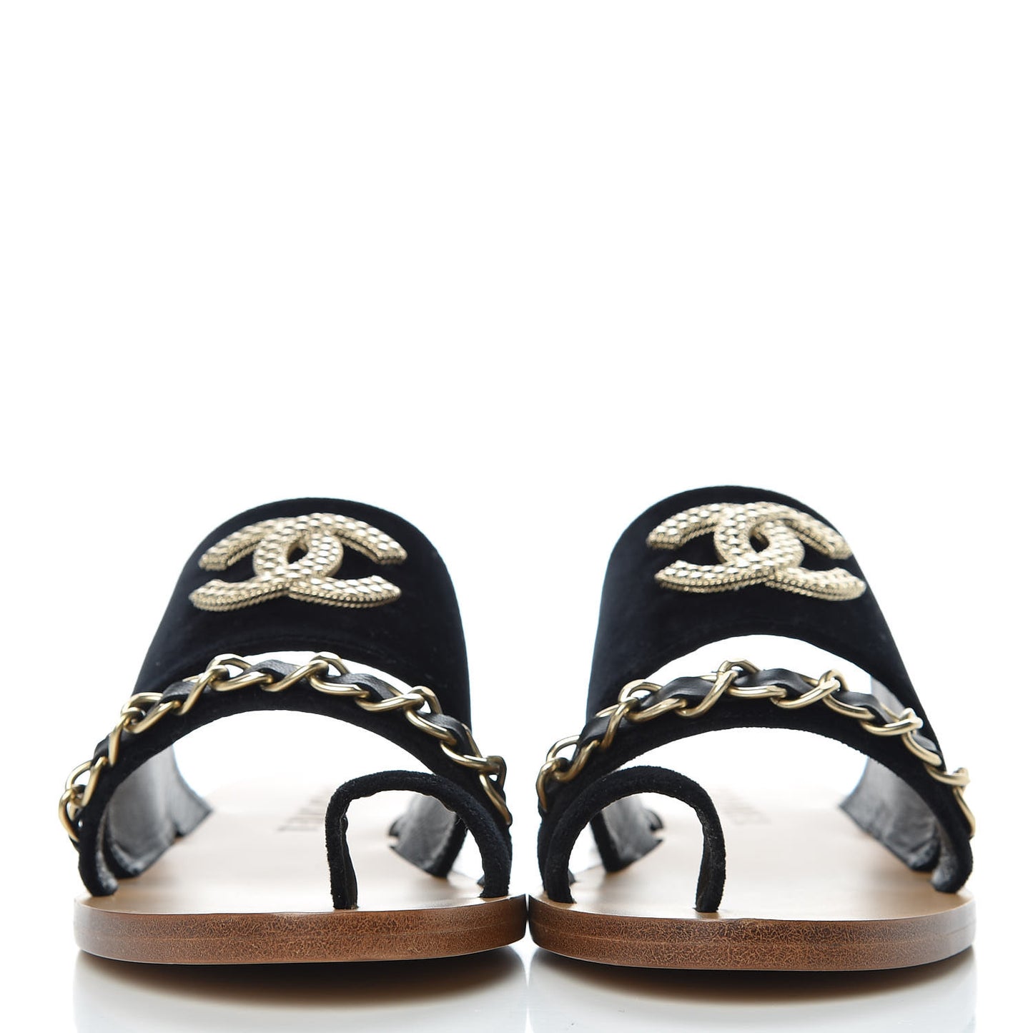 Velvet Chain Mule Sandals 36 Black