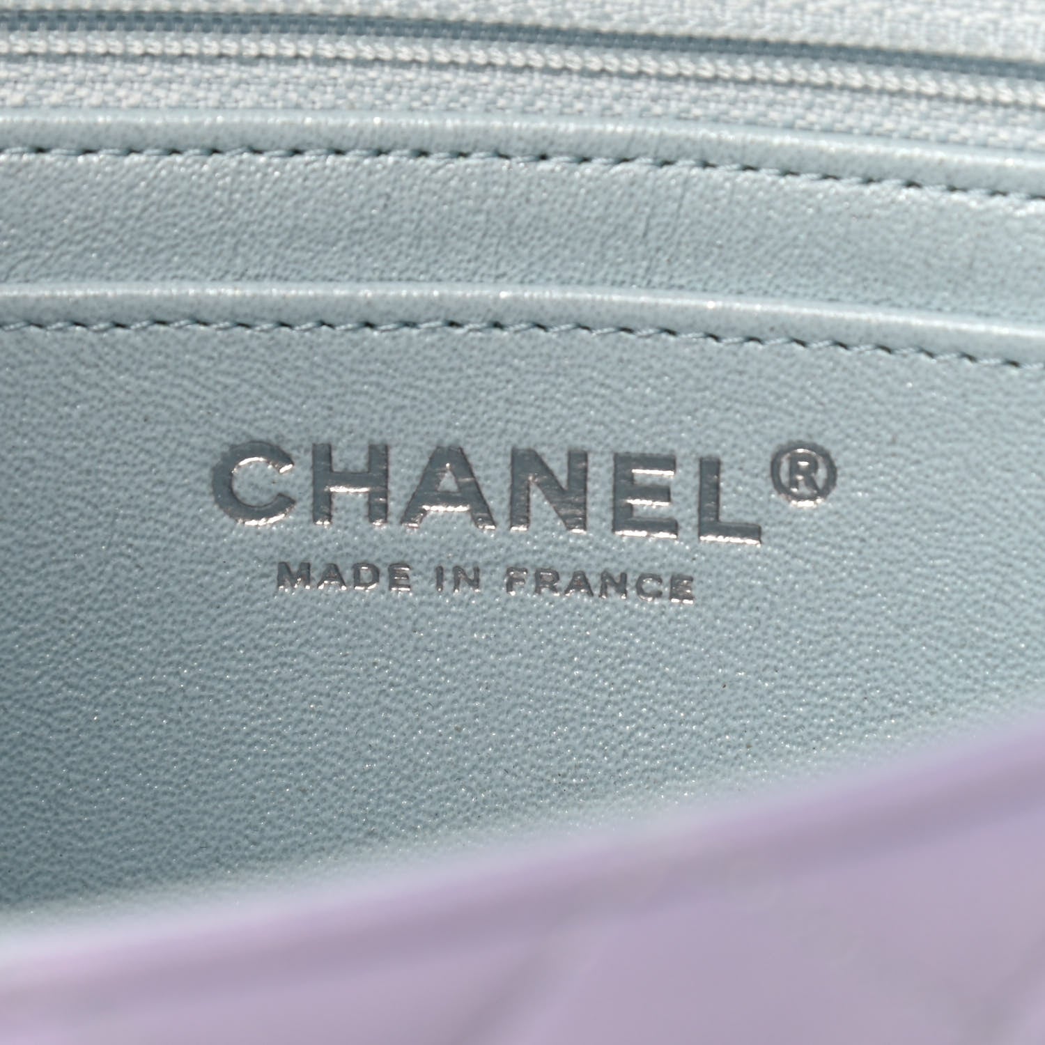 Chanel Perforated Lambskin Quilted Mini Rectangular Flap Light Blue Light Purple White 6 of 9