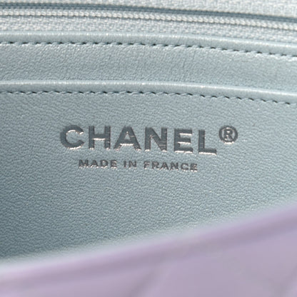 Chanel Perforated Lambskin Quilted Mini Rectangular Flap Light Blue Light Purple White 6 of 9
