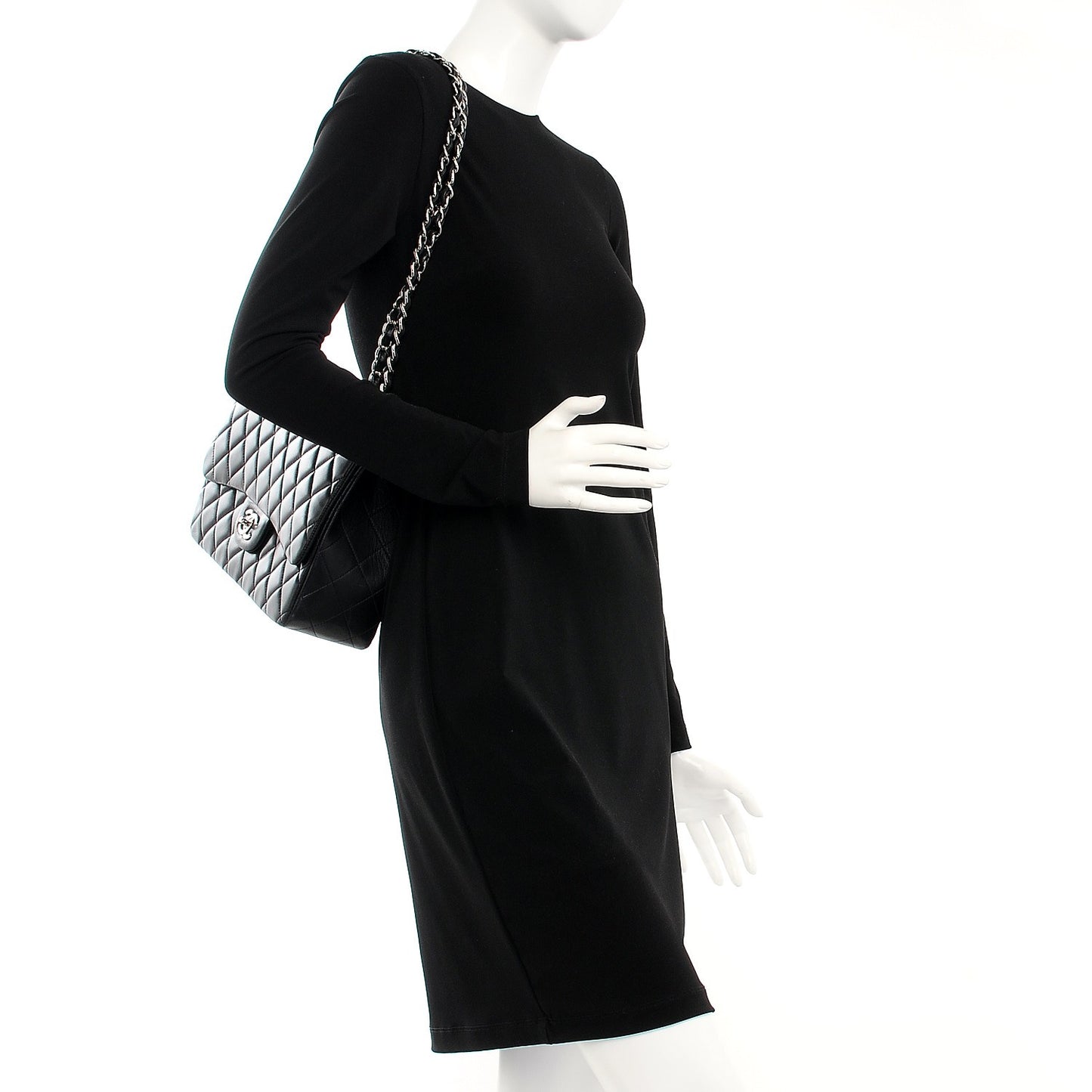 Lambskin Quilted Jumbo Single Flap Black