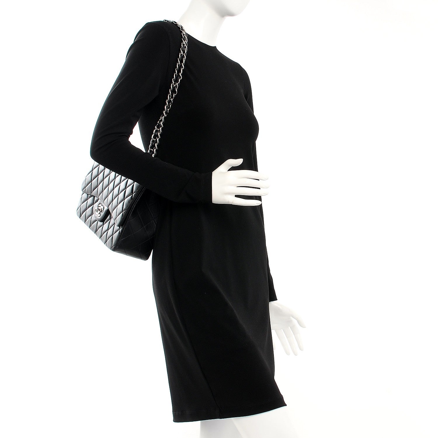 Chanel Lambskin Quilted Jumbo Single Flap Black 2 of 13