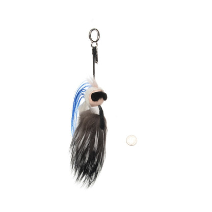 Fendi Mink Fox Goat Fur Mini Karlito Bag Charm Blue 2 of 4