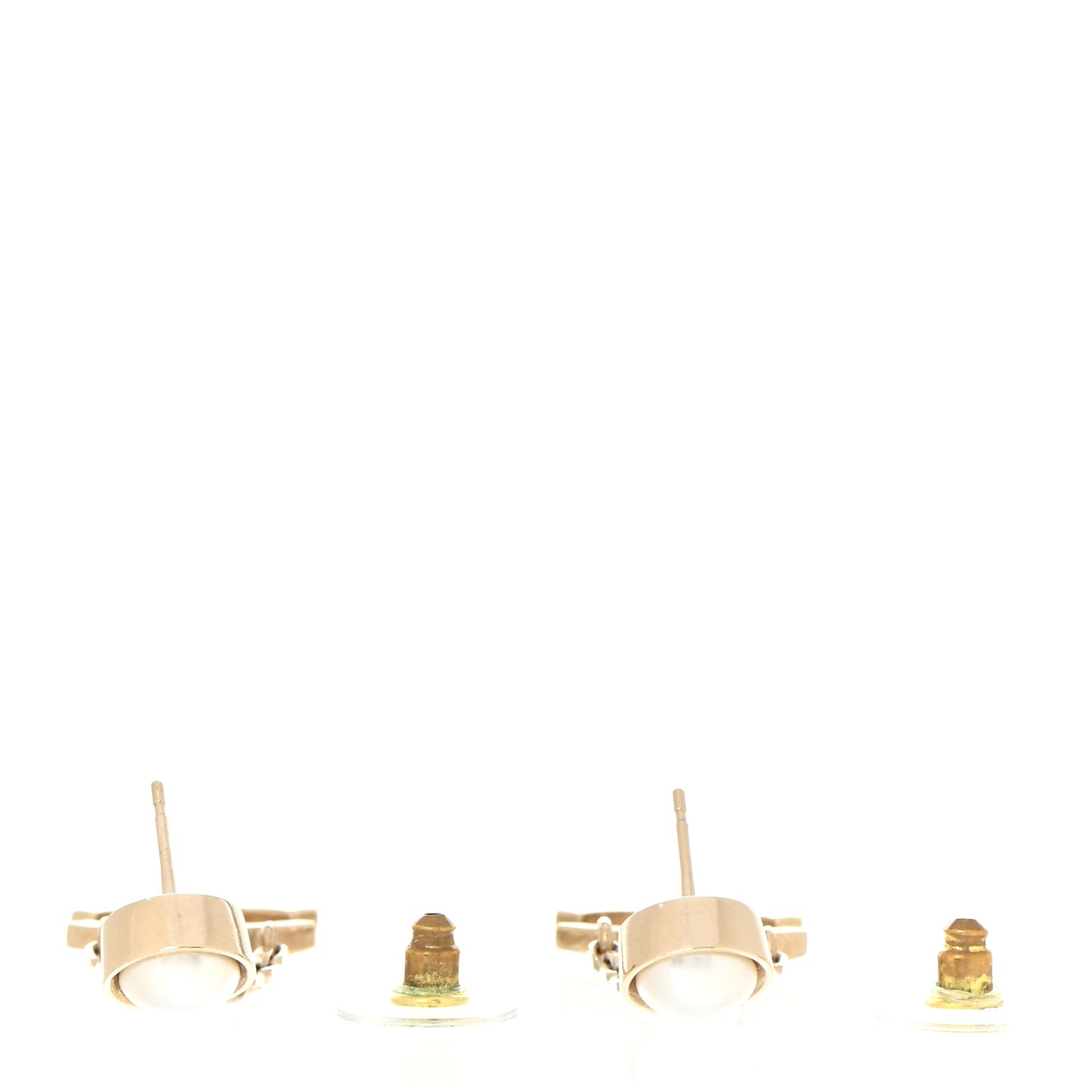 Crystal Pearl CC Chain Drop Earrings Gold