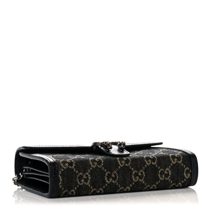 Gucci Jacquard Black Denim GG Monogram Mini Dionysus Chain Wallet Black Ivory 4 of 10