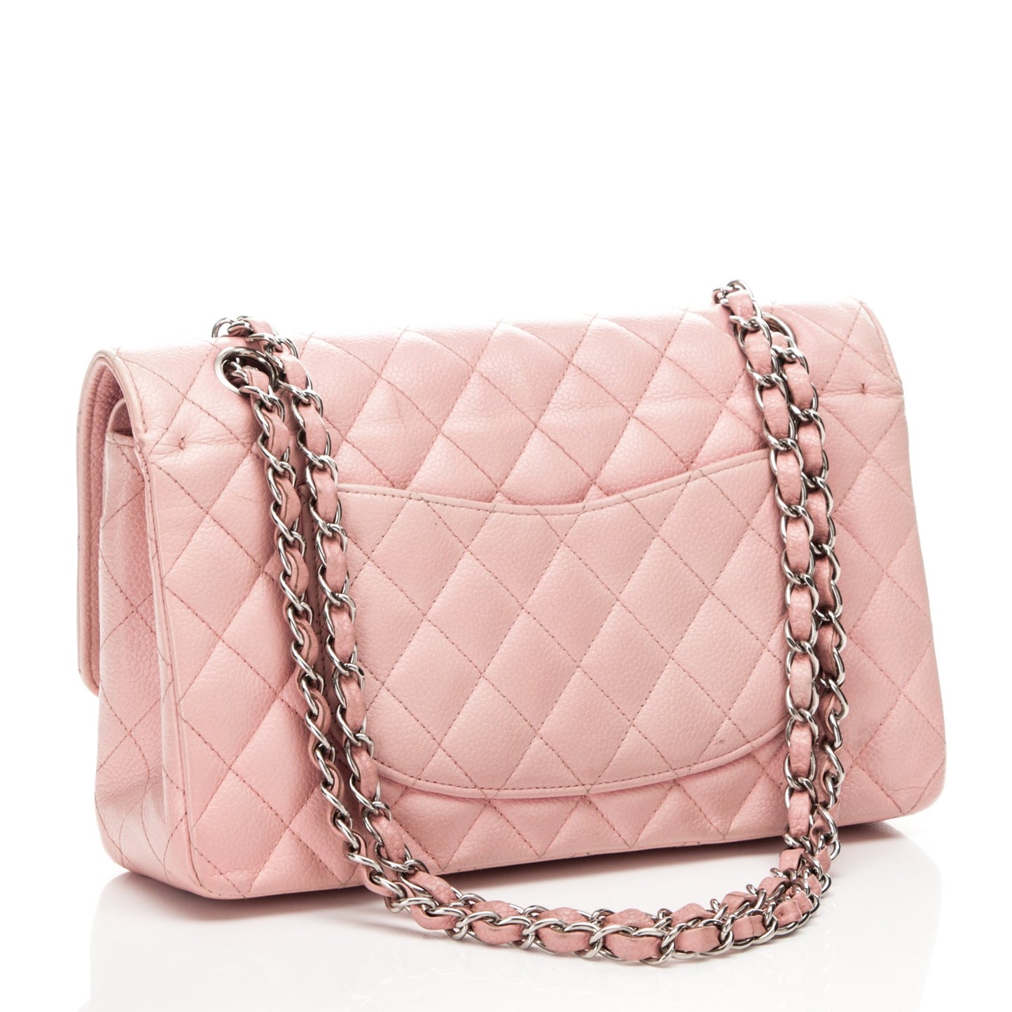 Caviar Quilted Medium Double Flap Pink