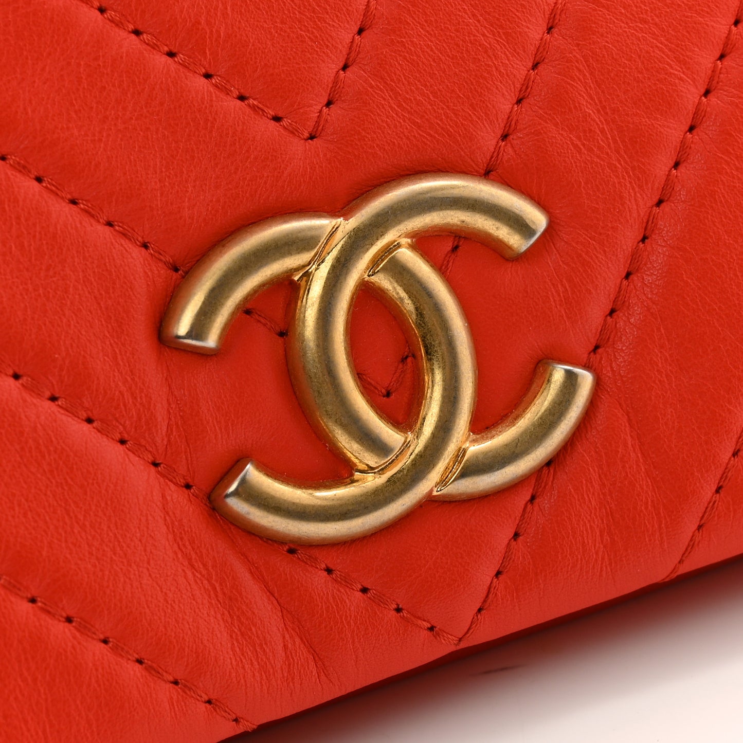 Lambskin Chevron CC Clutch Orange